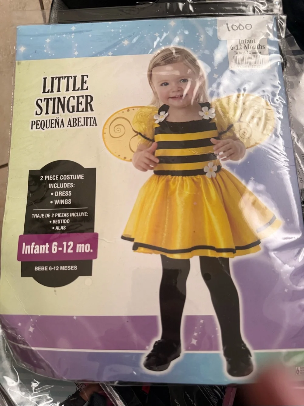 🐝 Little Stinger Baby Bee Costume – 6–12 Months – 2 Piece